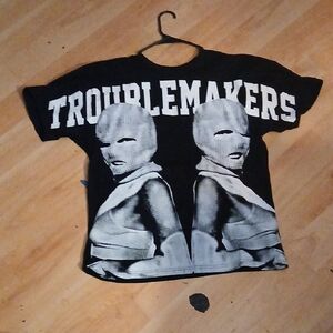 Crooks & Castles Black and White Troublemakers Long Sleeve Tee